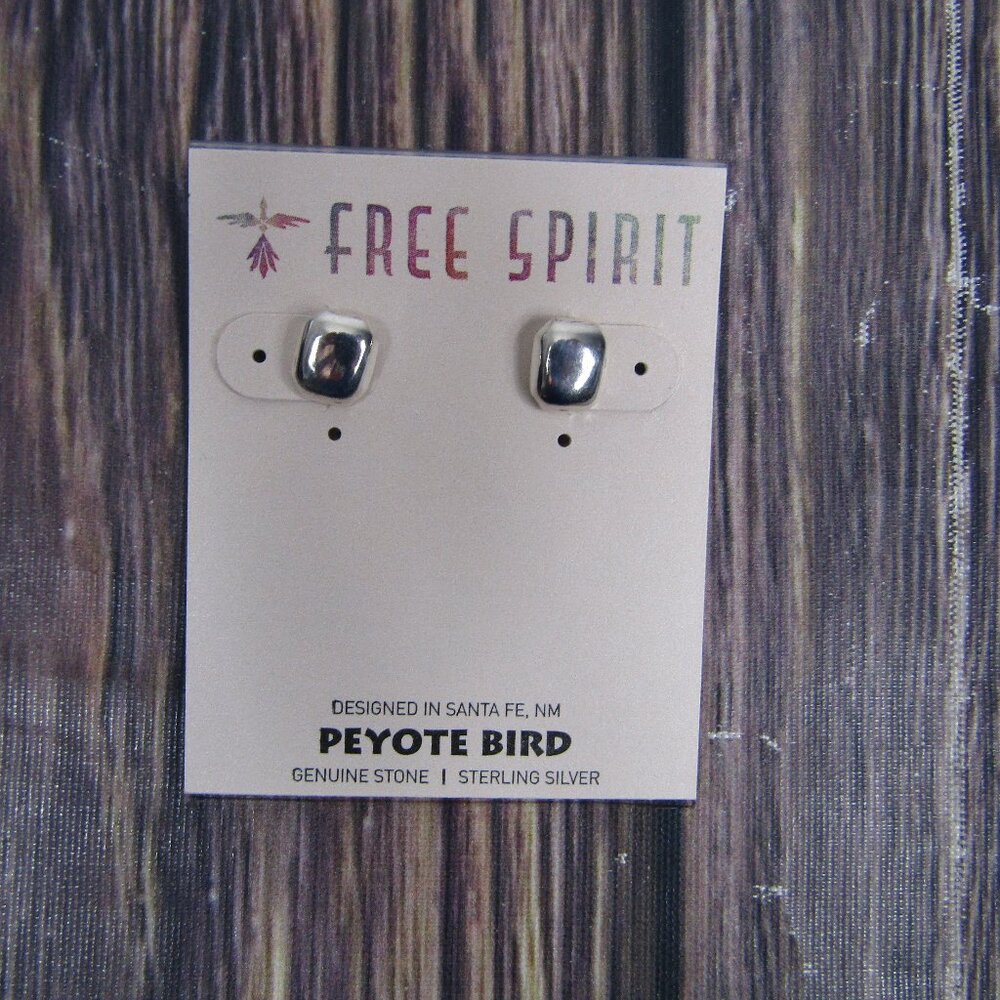 Peyote Bird NEW NWT Free Spirit Silver Rectangle Stud Earrings